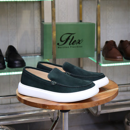 Larache – Mocassin Daim Vert Foncé Pour Hommes