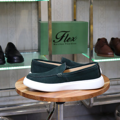 Larache – Mocassin Daim Vert Foncé Pour Hommes