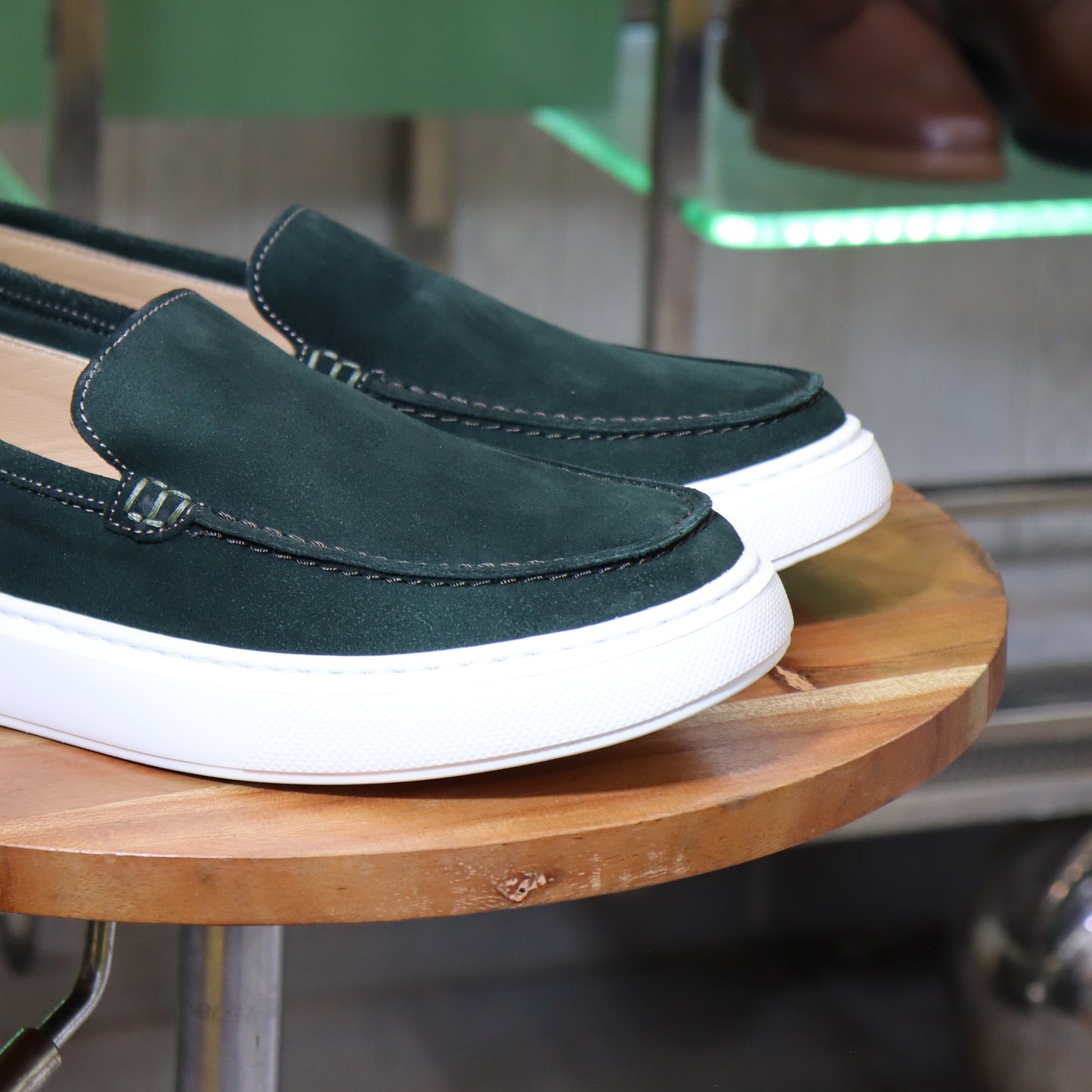 Larache – Mocassin Daim Vert Foncé Pour Hommes