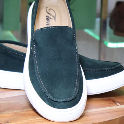 Larache – Mocassin Daim Vert Foncé Pour Hommes