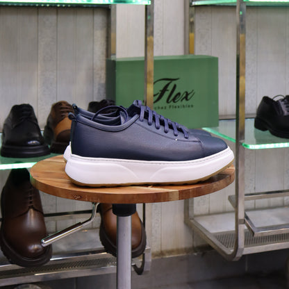 Basket En Cuir Blue Marine - Cala