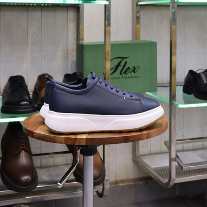 Basket En Cuir Blue Marine - Cala