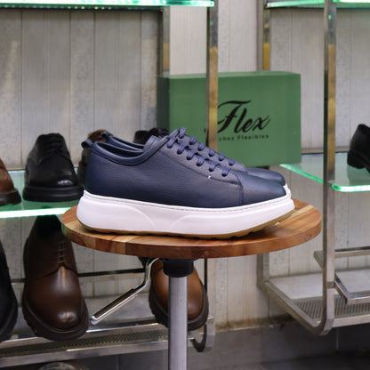 Basket En Cuir Blue Marine - Cala