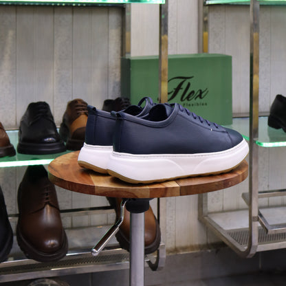Basket En Cuir Blue Marine - Cala