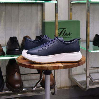 Basket En Cuir Blue Marine - Cala