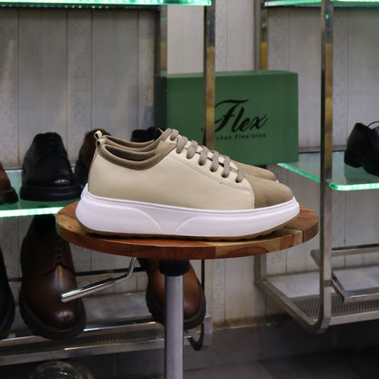 Basket En Cuir Beige - Cala