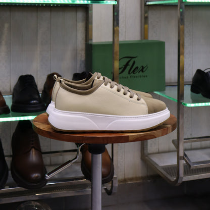 Basket En Cuir Beige - Cala