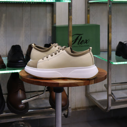 Basket En Cuir Beige - Cala