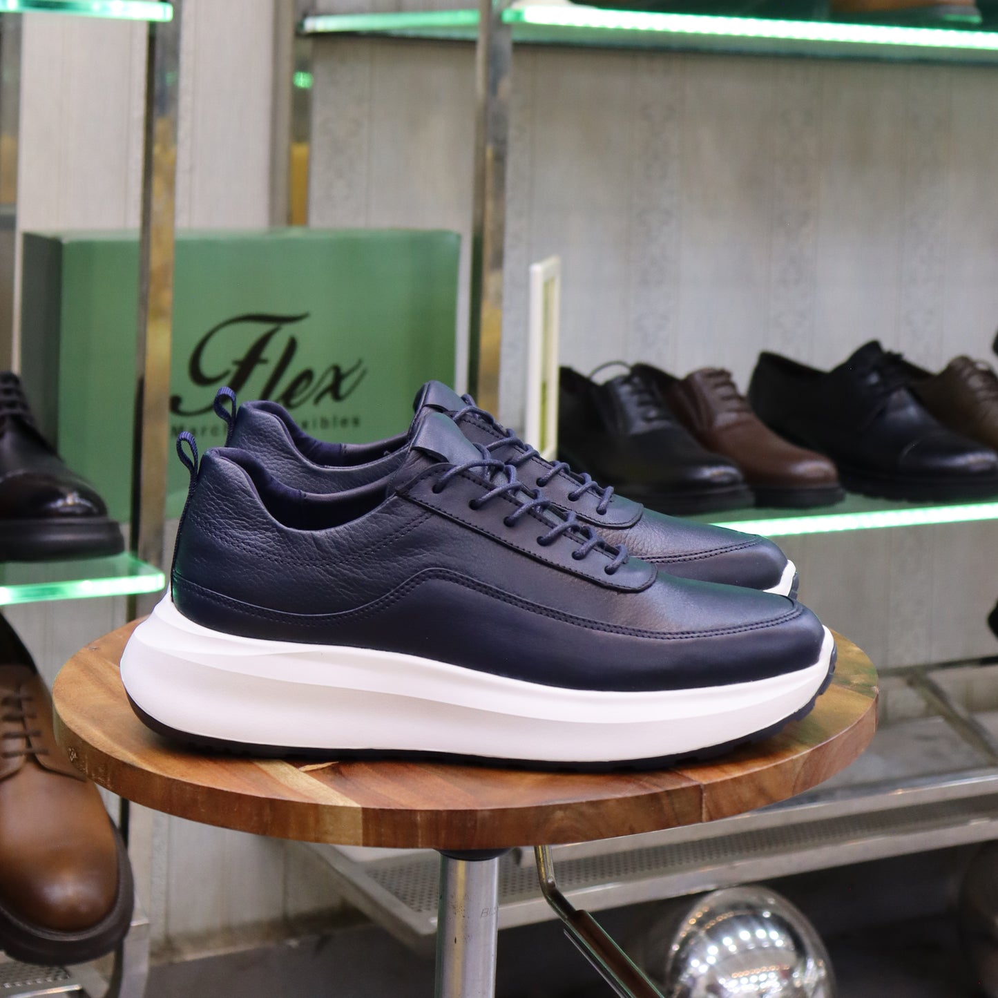Basket En Cuir Blue Marine - Ouazzane