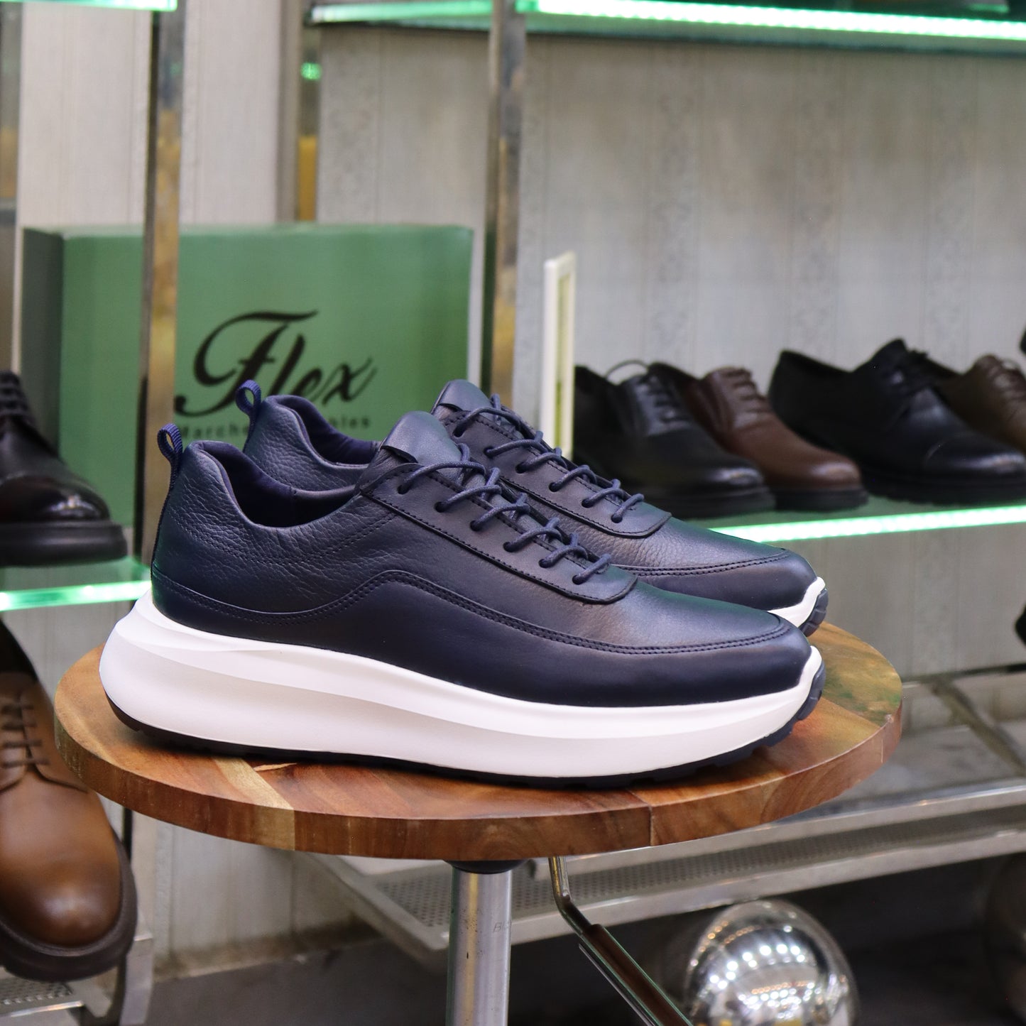 Basket En Cuir Blue Marine - Ouazzane