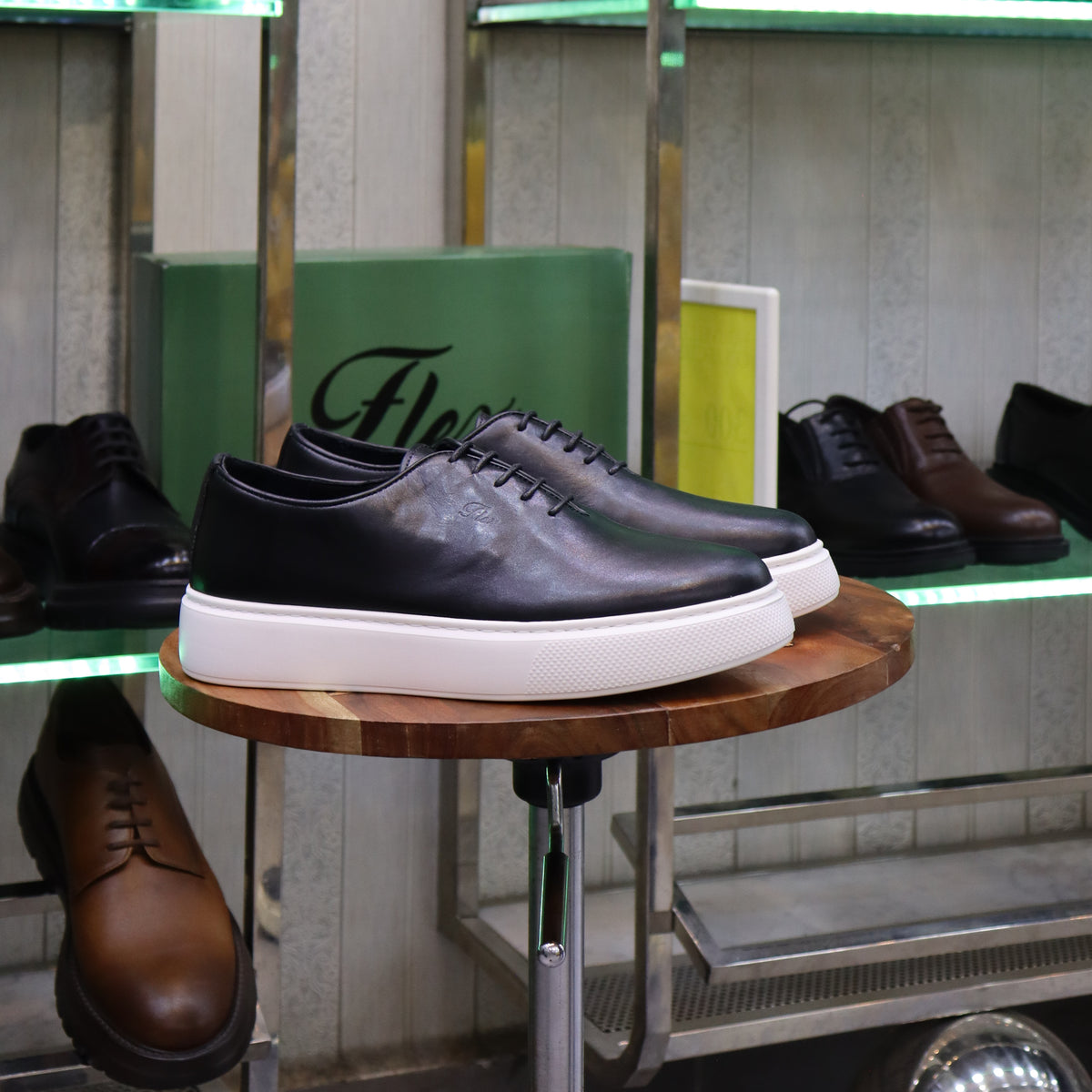 Basket En Cuir Oxford Cuir  Noir B - Fask