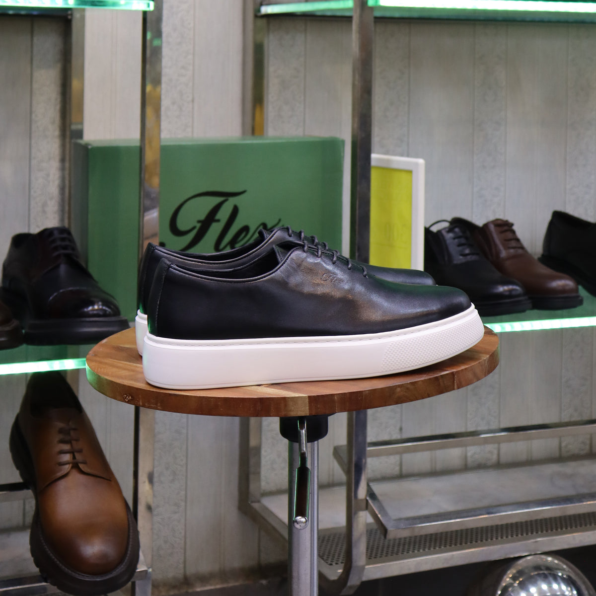 Basket En Cuir Oxford Cuir  Noir B - Fask