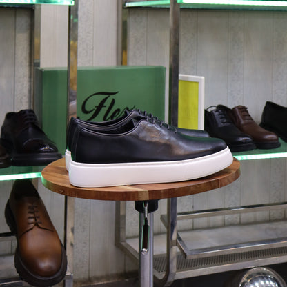 Basket En Cuir Oxford Cuir  Noir B - Fask