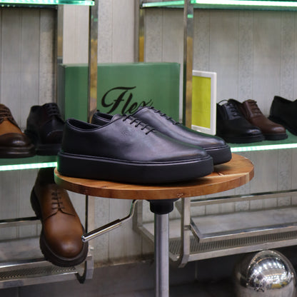 Basket En Cuir Oxford Cuir  Noir - Fask