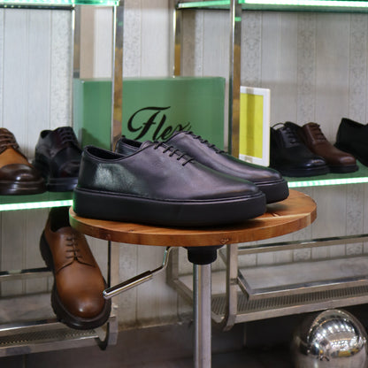 Basket En Cuir Oxford Cuir  Noir - Fask