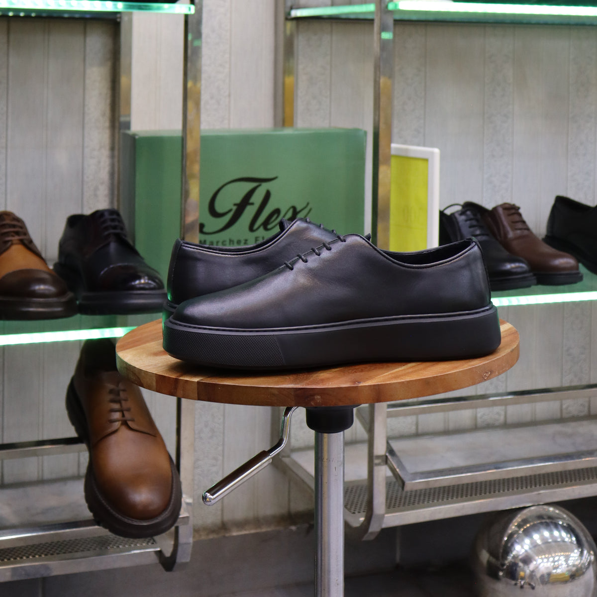 Basket En Cuir Oxford Cuir  Noir - Fask