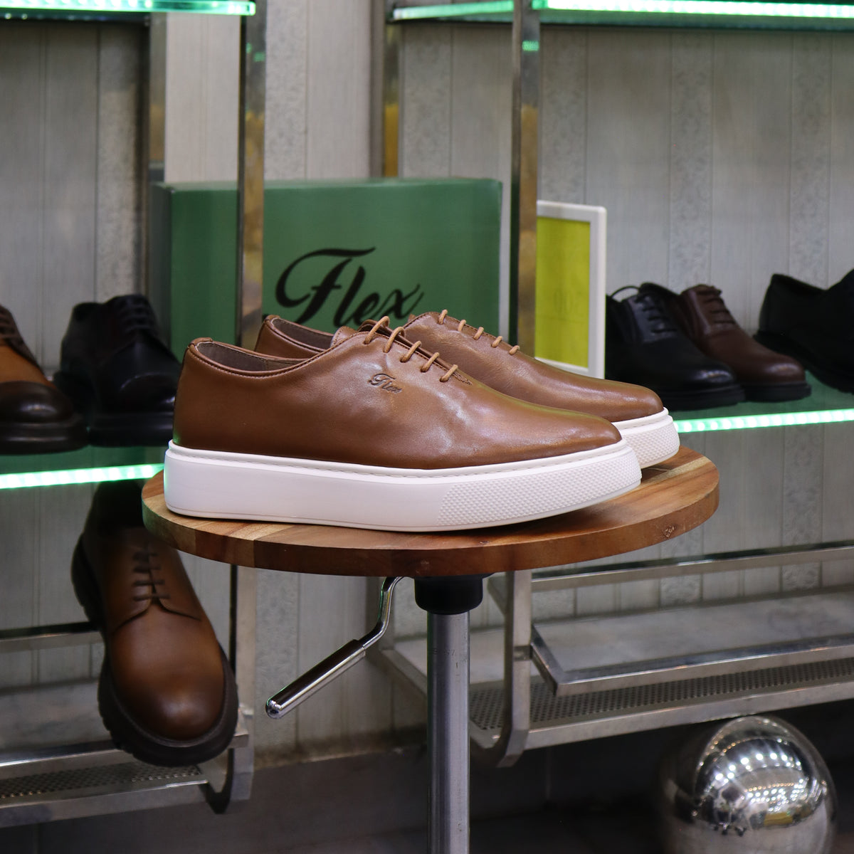Basket En Cuir Oxford Cuir  Tabac - Fask