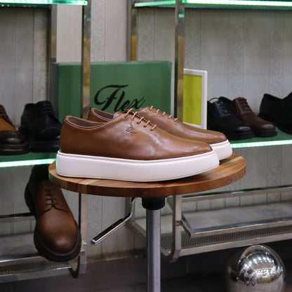 Basket En Cuir Oxford Cuir  Tabac - Fask