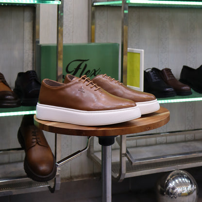 Basket En Cuir Oxford Cuir  Tabac - Fask