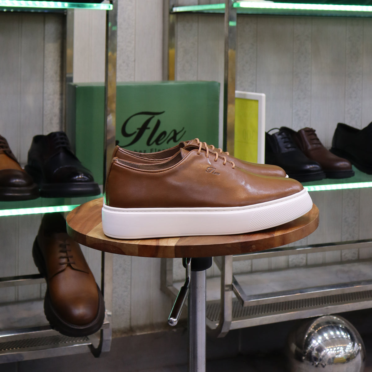 Basket En Cuir Oxford Cuir  Tabac - Fask