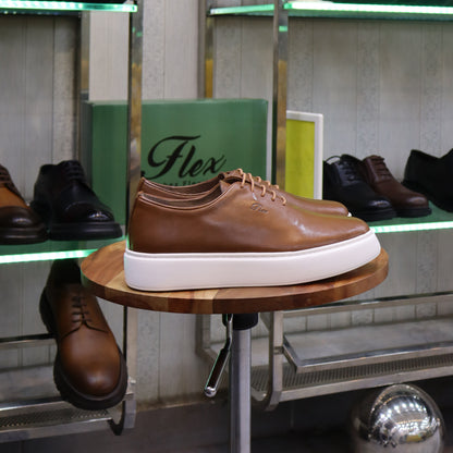 Basket En Cuir Oxford Cuir  Tabac - Fask