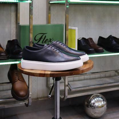 Basket En Cuir Oxford Cuir  Bleu - Fask