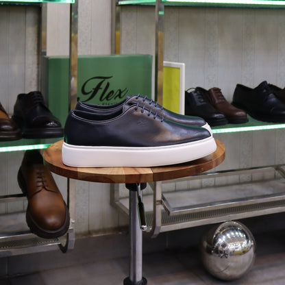 Basket En Cuir Oxford Cuir  Bleu - Fask