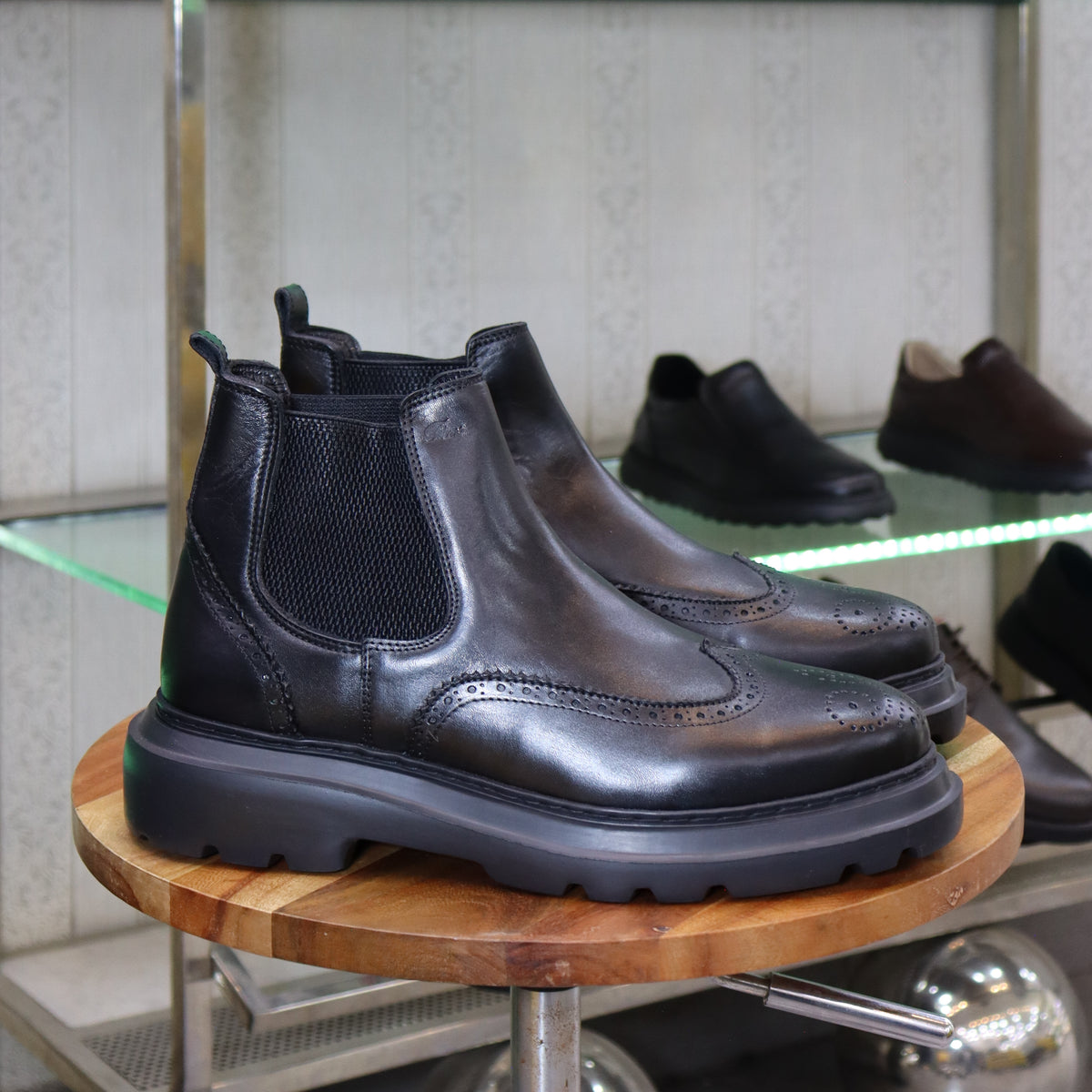 Bottine en Cuir Noir Hommes – Demnate