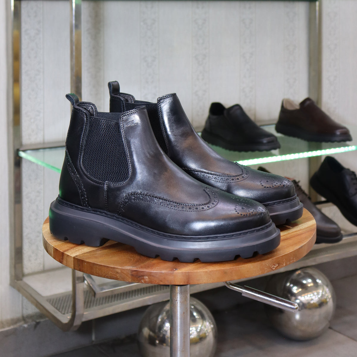 Bottine en Cuir Noir Hommes – Demnate