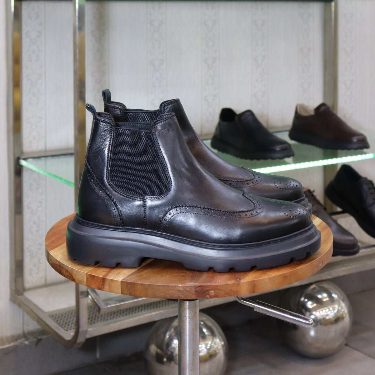 Bottine en Cuir Noir Hommes – Demnate