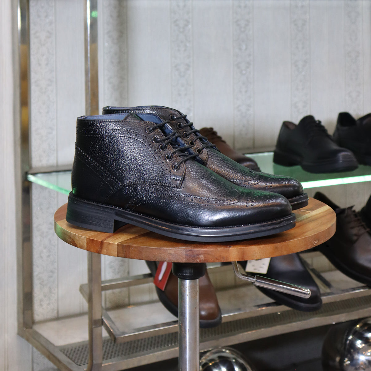 Bottine en Cuir Noir Hommes – Aknoul