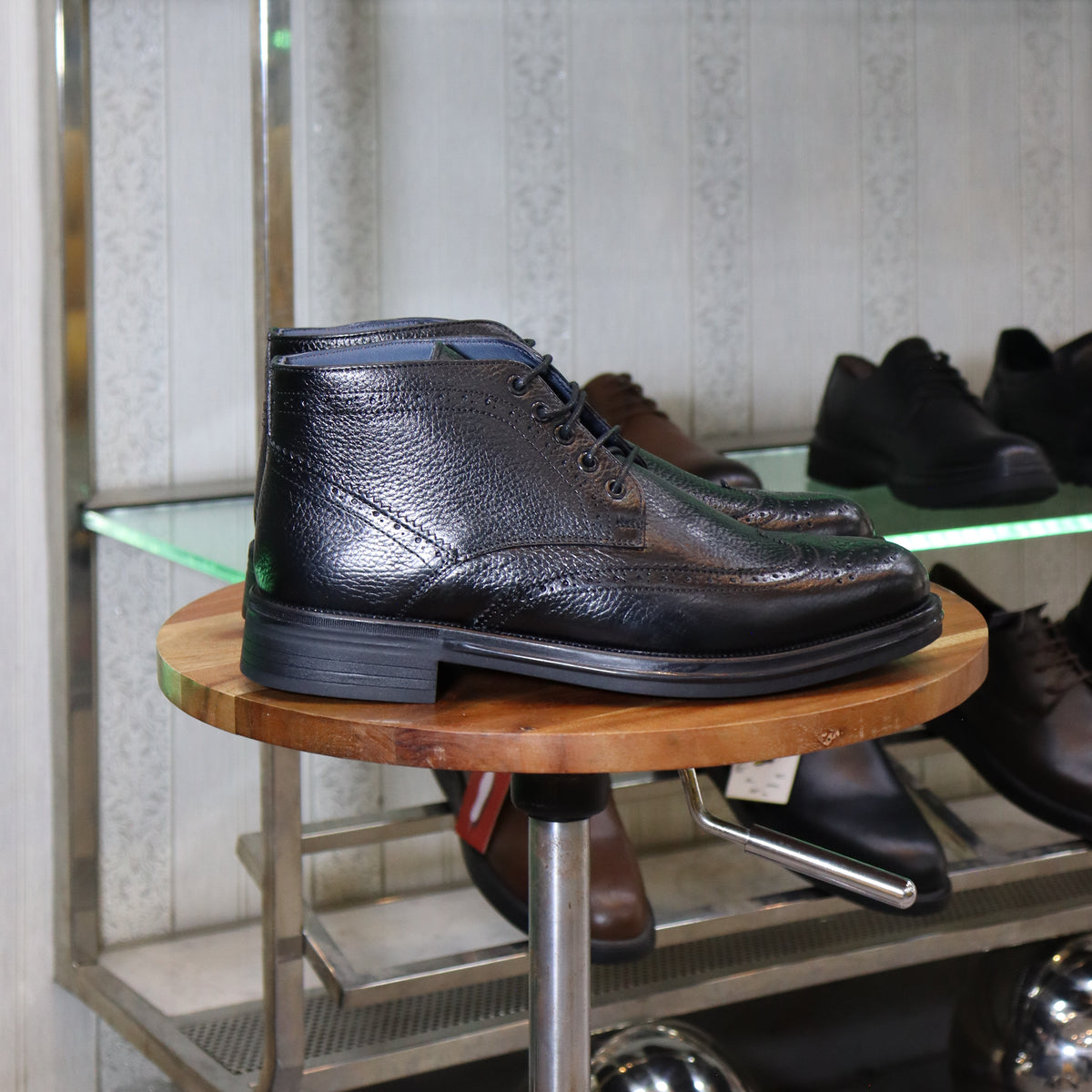 Bottine en Cuir Noir Hommes – Aknoul