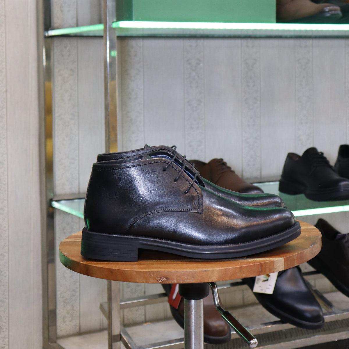 Bottine en Cuir Noir Hommes – Skoura