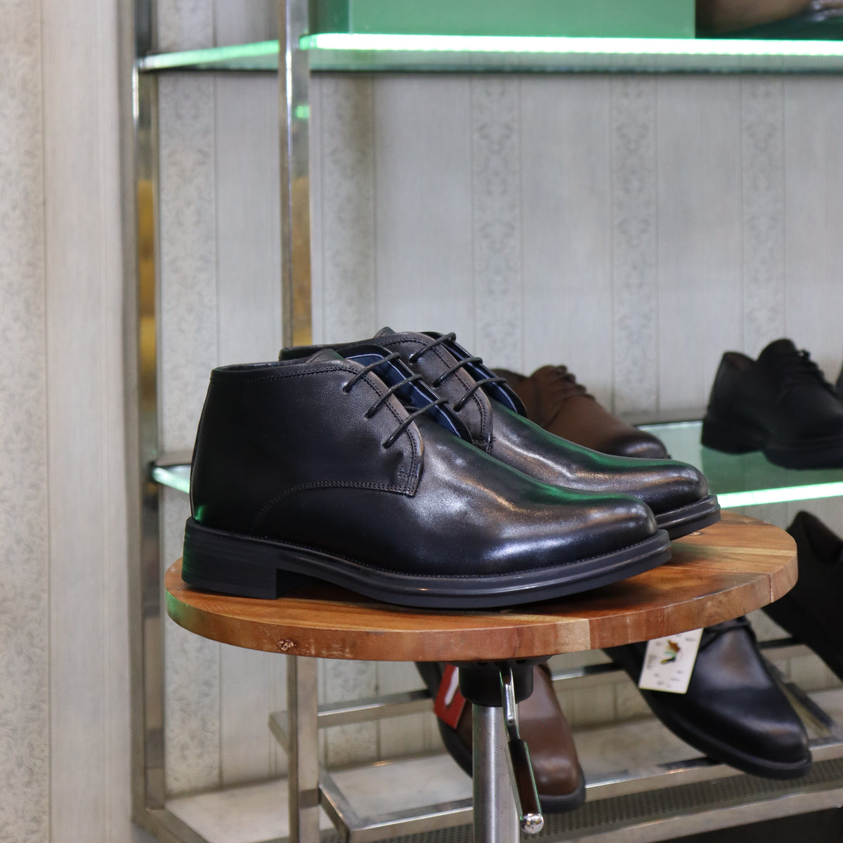 Bottine en Cuir Noir Hommes – Skoura