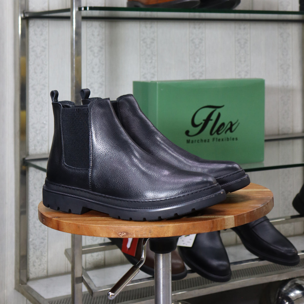 Bottine Chelsea En Cuir Noir Hommes – Okaïmeden