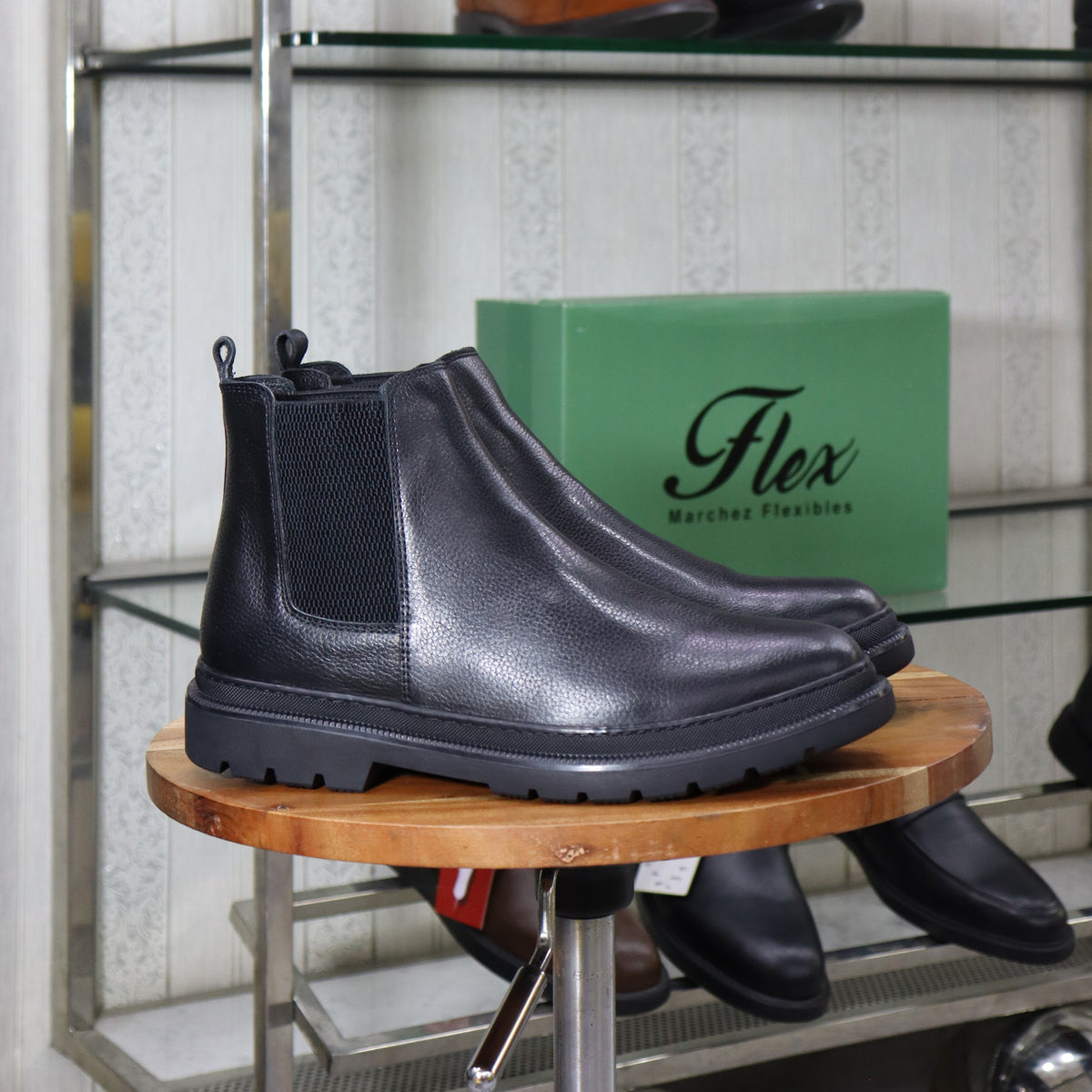 Bottine Chelsea En Cuir Noir Hommes – Okaïmeden