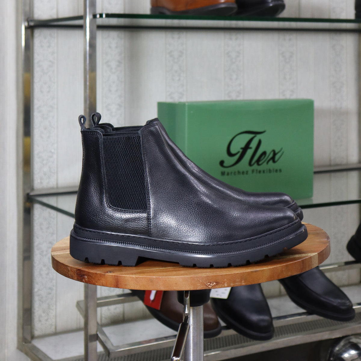Bottine Chelsea En Cuir Noir Hommes – Okaïmeden