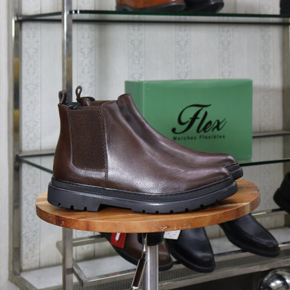 Bottine Chelsea En Cuir Marron Hommes – Okaïmeden