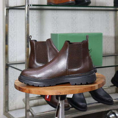 Bottine Chelsea En Cuir Marron Hommes – Okaïmeden