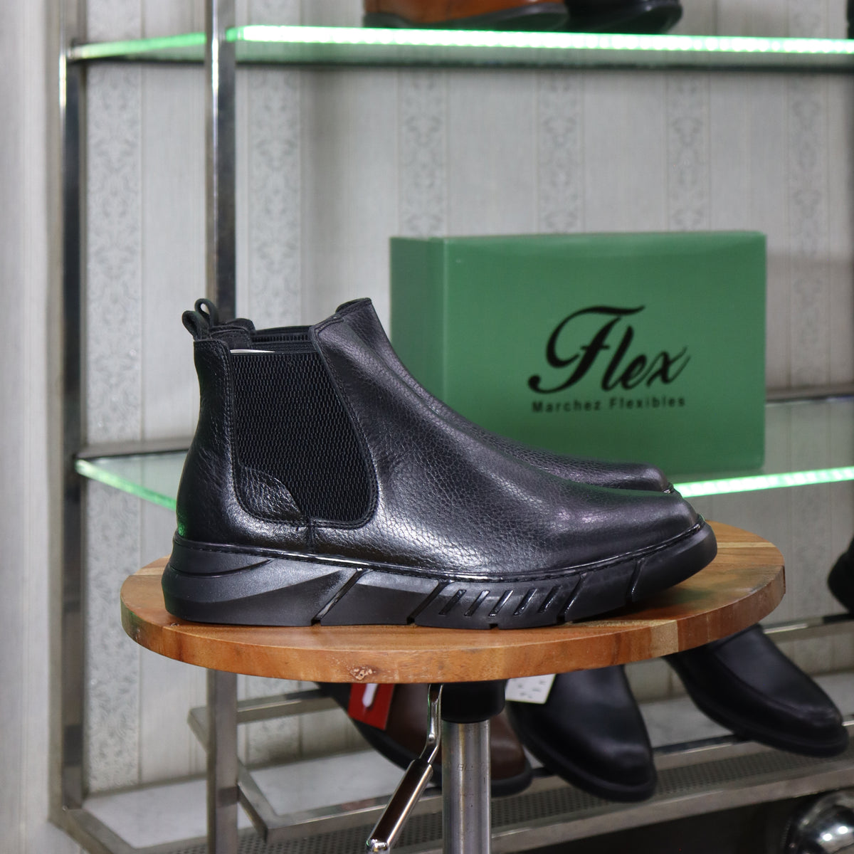 Bottine Chelsea En Cuir Noir Hommes – Tamri