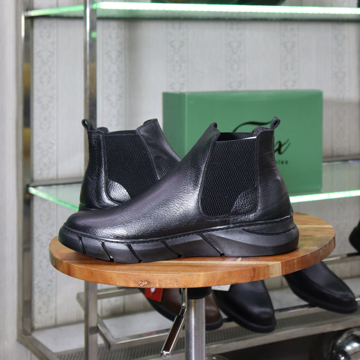 Bottine Chelsea En Cuir Noir Hommes – Tamri