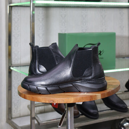 Bottine Chelsea En Cuir Noir Hommes – Tamri