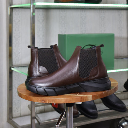 Bottine Chelsea En Cuir Marron Hommes – Tamri