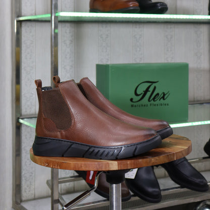 Bottine Chelsea En Cuir Tabac Hommes – Tamri