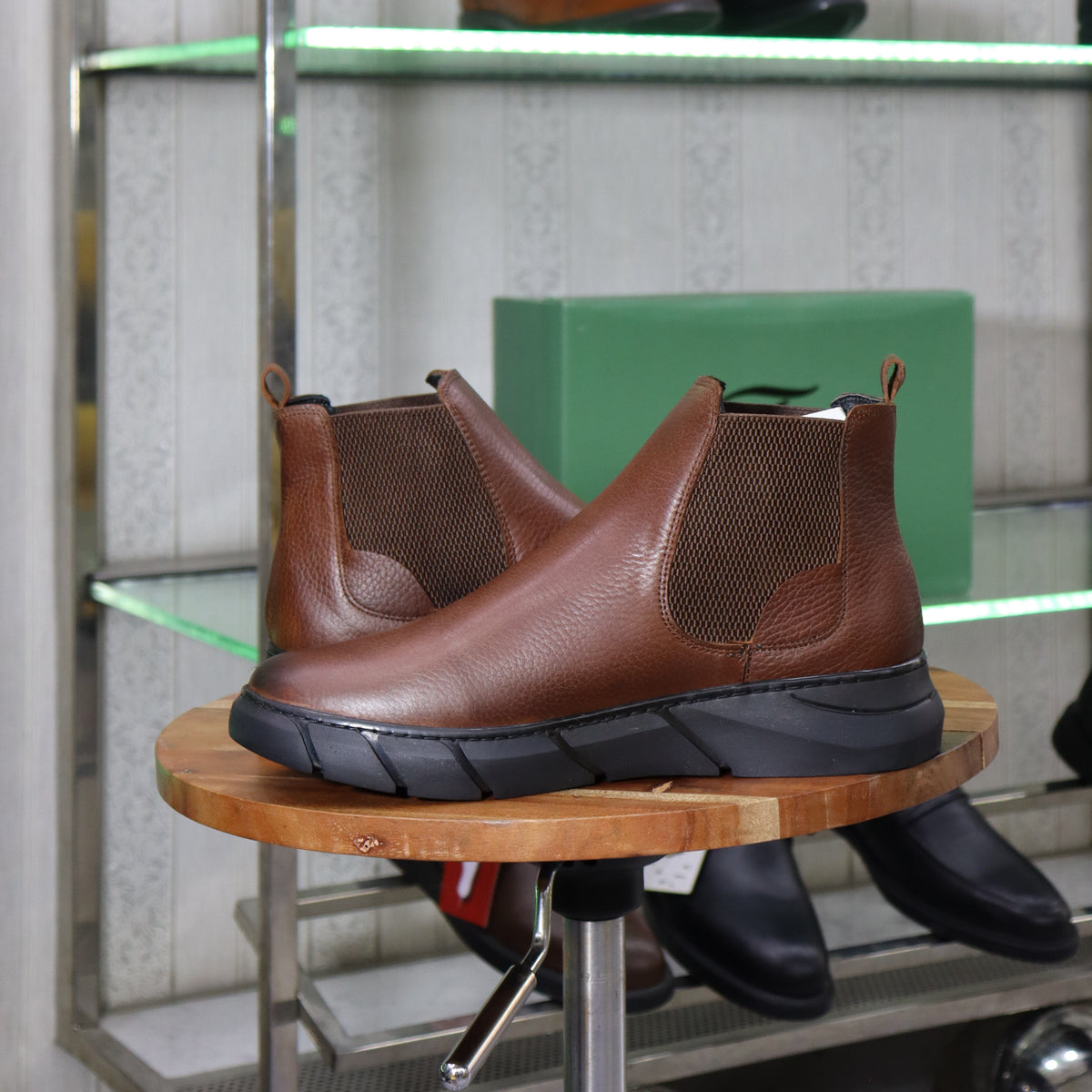 Bottine Chelsea En Cuir Tabac Hommes – Tamri
