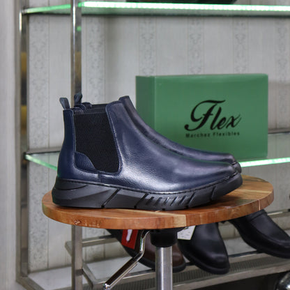 Bottine Chelsea En Cuir Bleu Hommes – Tamri