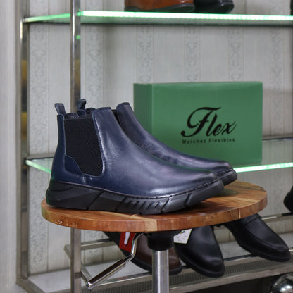 Bottine Chelsea En Cuir Bleu Hommes – Tamri