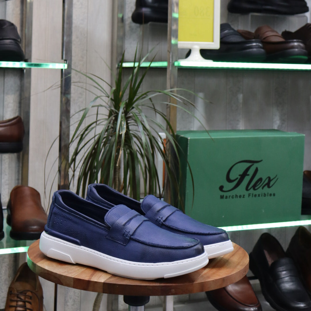 Mocassin  Bleu  En Cuir  Julien  