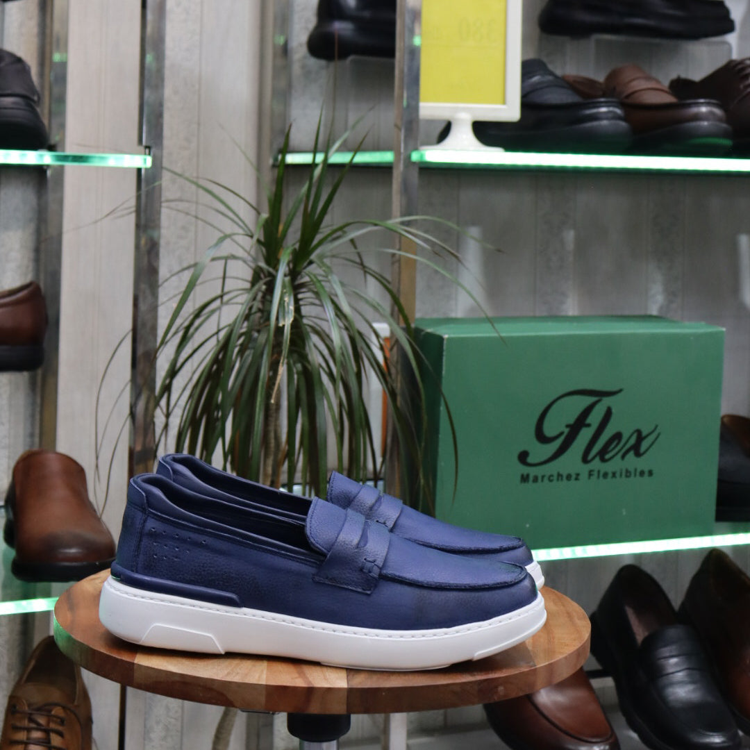 Mocassin  Bleu  En Cuir  Julien  