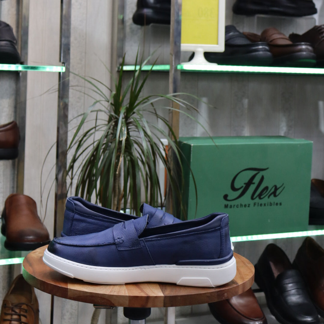 Mocassin  Bleu  En Cuir  Julien   